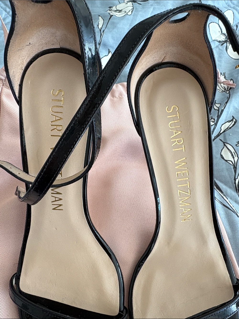 Stuart Weitzman Black Patent Strappy High-Heel Sandals - Picture 3 of 7